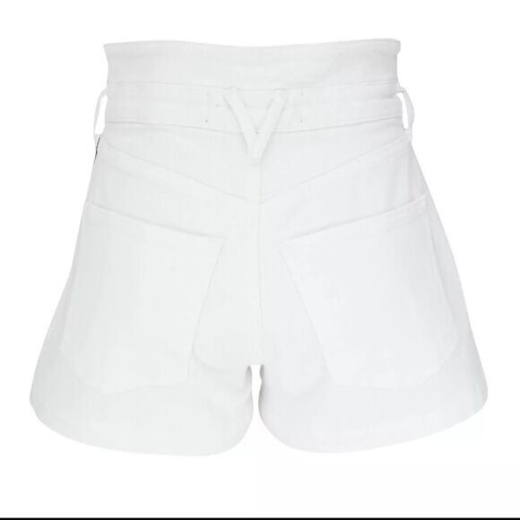 VERONICA BEARD Shorts JAYLEN White Denim Jean Women Pleated High Rise - Picture 5 of 9